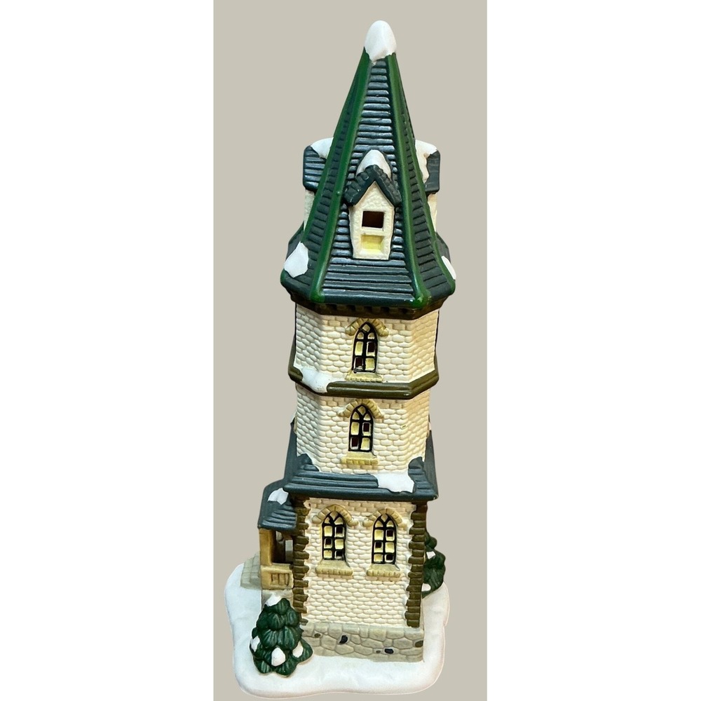 St. Nicholas Square Clock Tower Village Collection Christmas Decor Ceramic